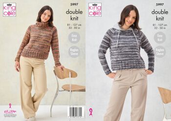 Ladies Round & Cowl Neck Sweaters Knitting Pattern