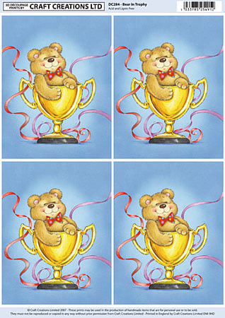 Bear in Trophy Classic Decoupage Sheet