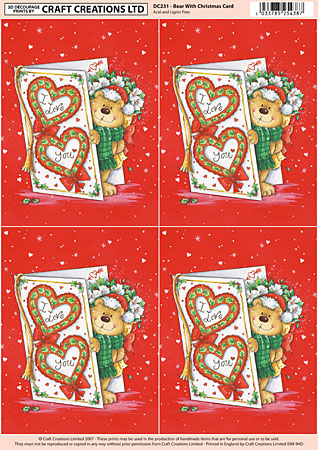 Bear - Christmas Card Classic Decoupage Sheet