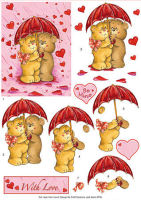 Bears, Umbrella & Hearts SBS Decoupage Sheet