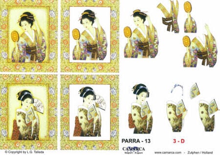 Framed Oriental Ladies SBS Decoupage Sheet