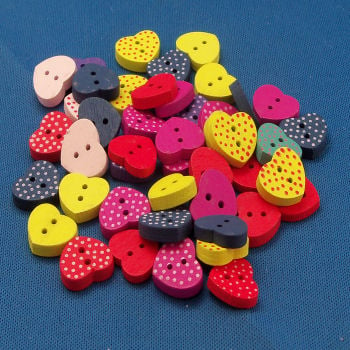 Wooden Spotted Heart Buttons Pack of 10