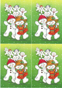 Dancing Line of Snowmen Classic Decoupage Sheet