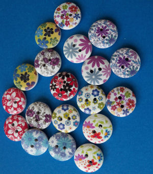 Flower Printed Design Buttons Pack of 20