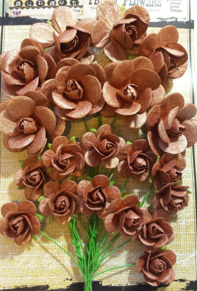 Sunrise Sunset Paper Mini Roses - Copper