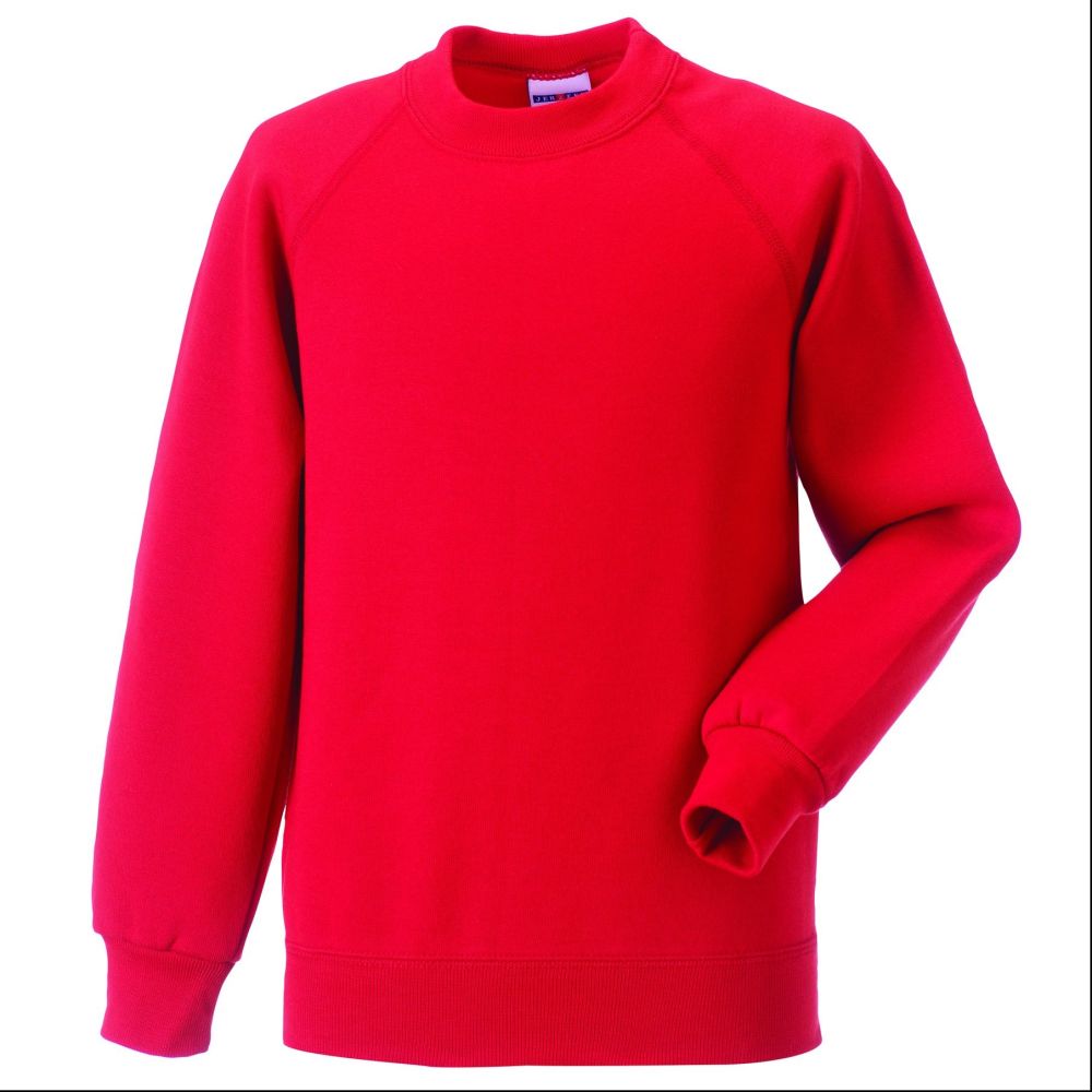 Red Classic Crew Neck Sweat Embroidered with School Logo