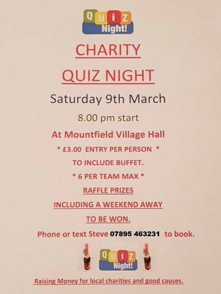 Quiz night 9th March 2019