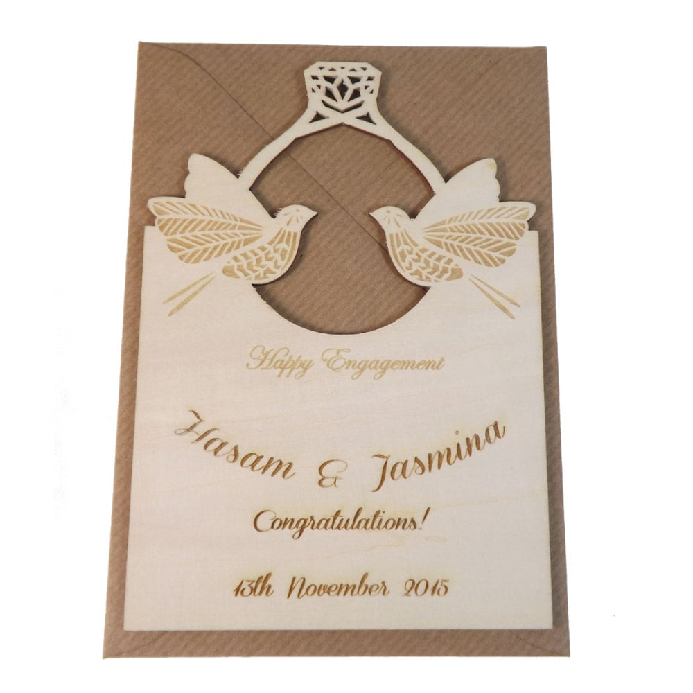 Wooden Personalised Engagement Card