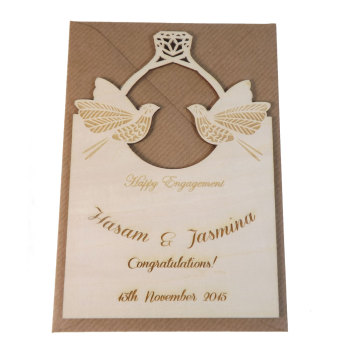 Wooden Personalised Engagement Ring Card