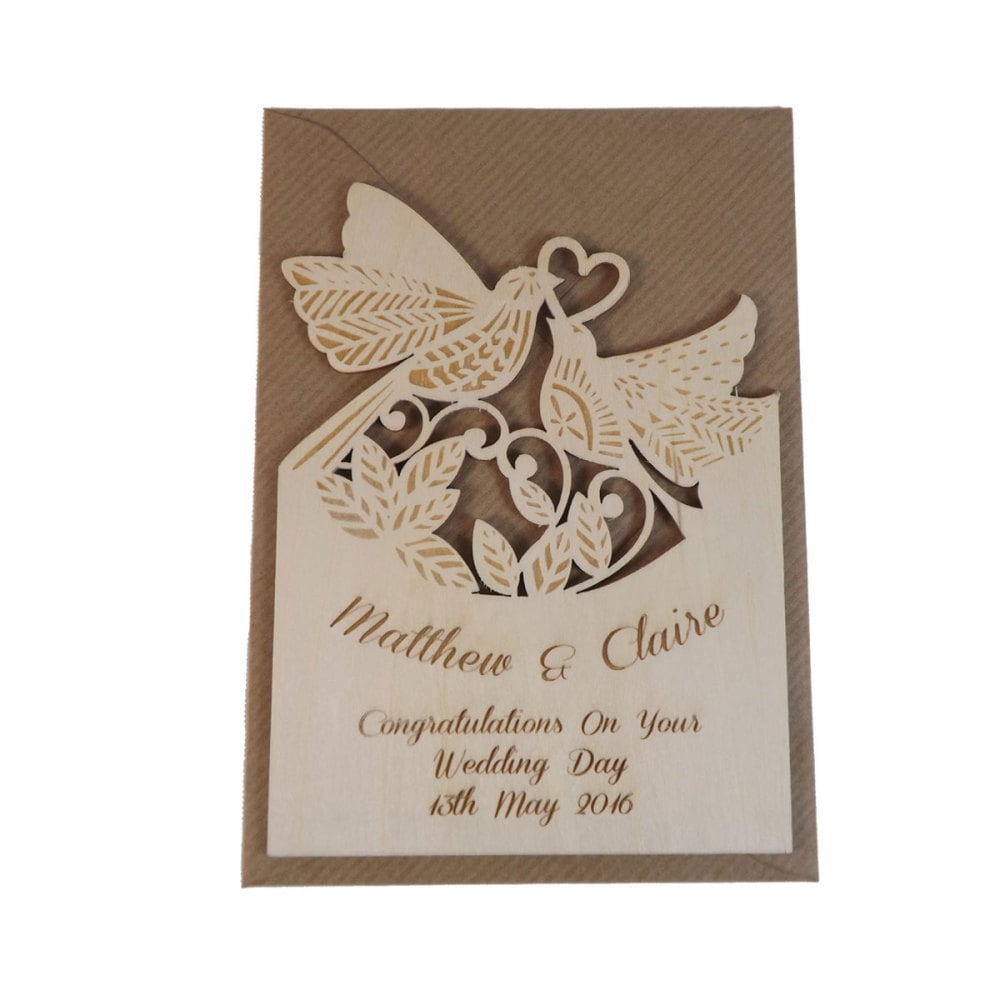 Wooden Personalised Wedding Card