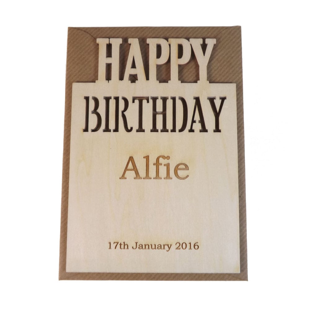 Wooden Personalised Birthday Card