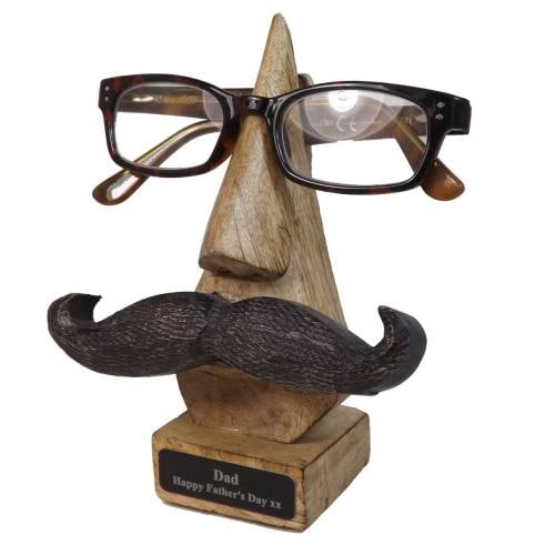 Personalised Glasses Holder With Moustache. Quirky Father's Day Gift