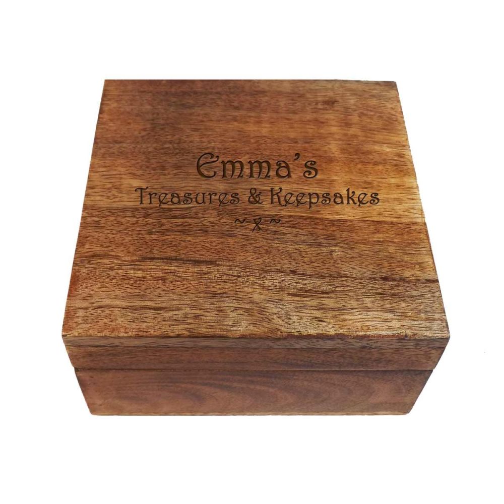 Personalised Wooden Square Keepsake Box, a great thank you gift.