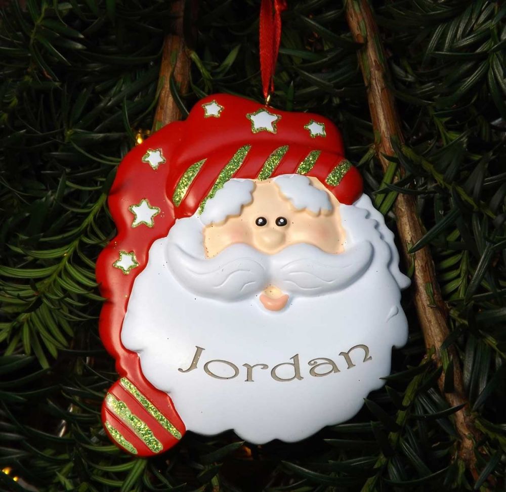 Santa with Stars - Personalised Christmas Tree Decoration 