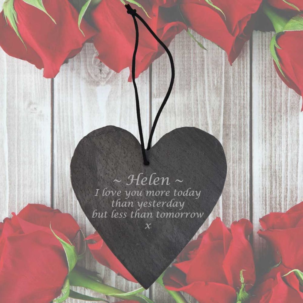 Personalised Slate Heart - a perfect way to send a Valentine's message