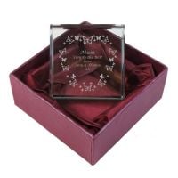 Mother's Day Personalised Glass Token with Butterfly Heart
