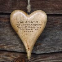 Personalised Large Hanging Heart in Natural Solid Wood  - A Unique 5th Anniversary Gift