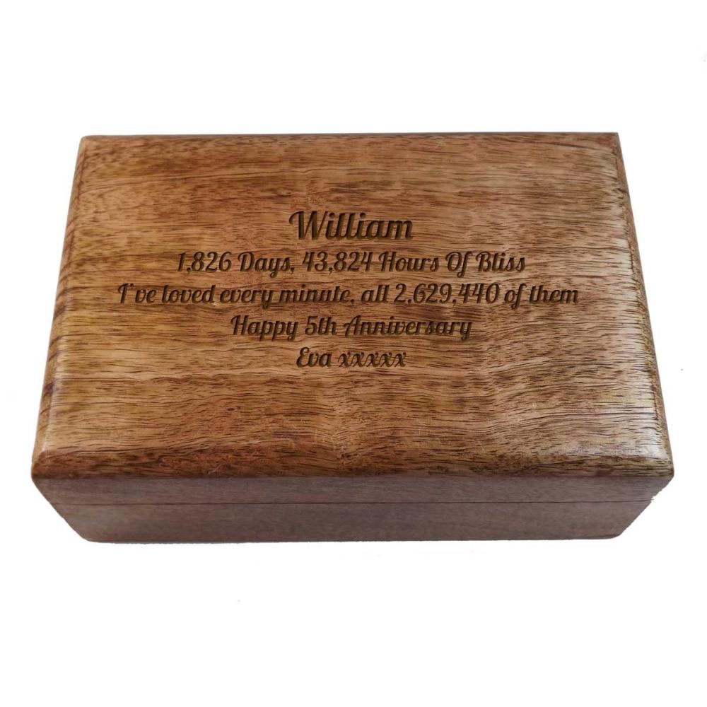 Personalised wooden oblong keepsake box