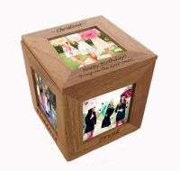 Oak Wood Photo Cube - Great for displaying pictures of those unforgettable birthdays.