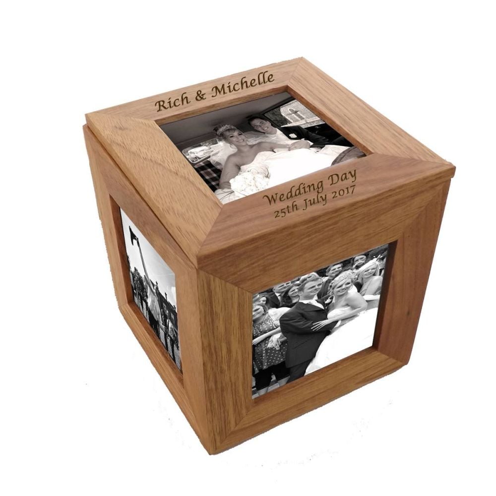 Oak Wood Photo Cube - A beauitful Wedding gift and keepsake
