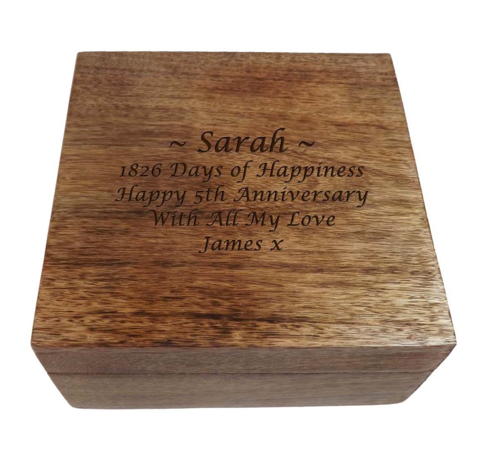 Personalised wooden Square keepsake box Great Anniversary Gift