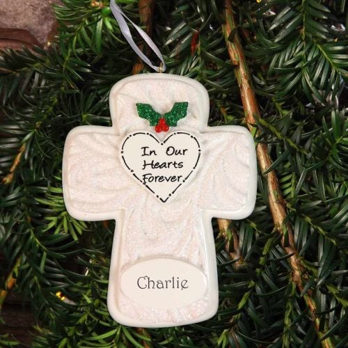 Memorial Cross Personalised Christmas Decoration -
