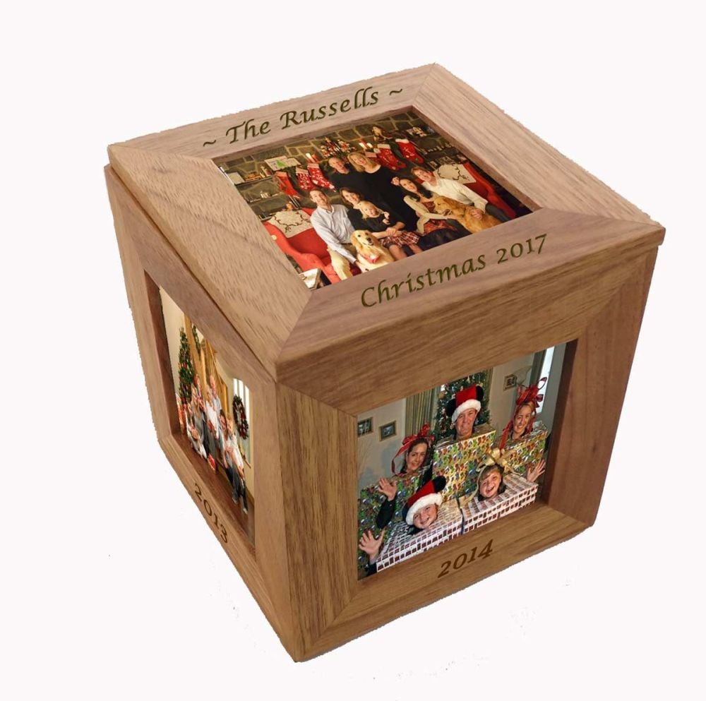 Oak Wood Photo Cube - A Beautiful Personalised Gift For Christmas