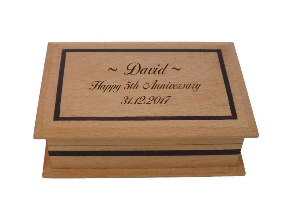 Beech Wood Keepsake Box Small - Personalised Anniversary Gift