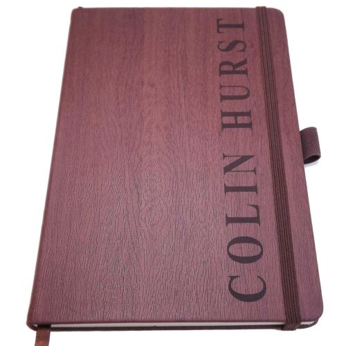Retirement Wood-Look Notebook personalised with a name