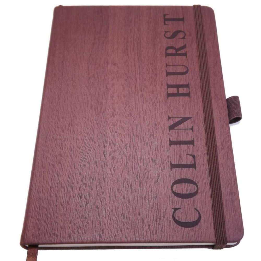 Retirement Wood-Look Notebook personalised with a name