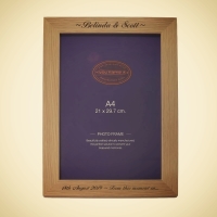 A4 Picture Frame in Solid Oak personalised, a unique Wedding Gift
