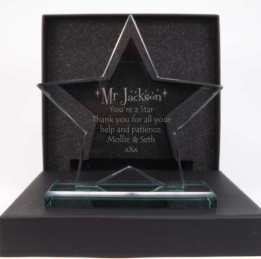  Glass Star Award personalised to make it a perfect gift for that special teacher.
