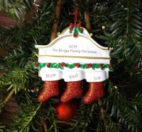  Family of 3 Christmas Stockings - Personalised Christmas Tree Decoration