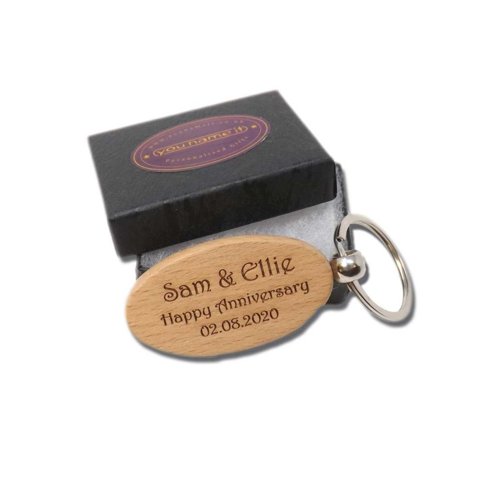 5th Anniversary Personalised Wooden Key Ring