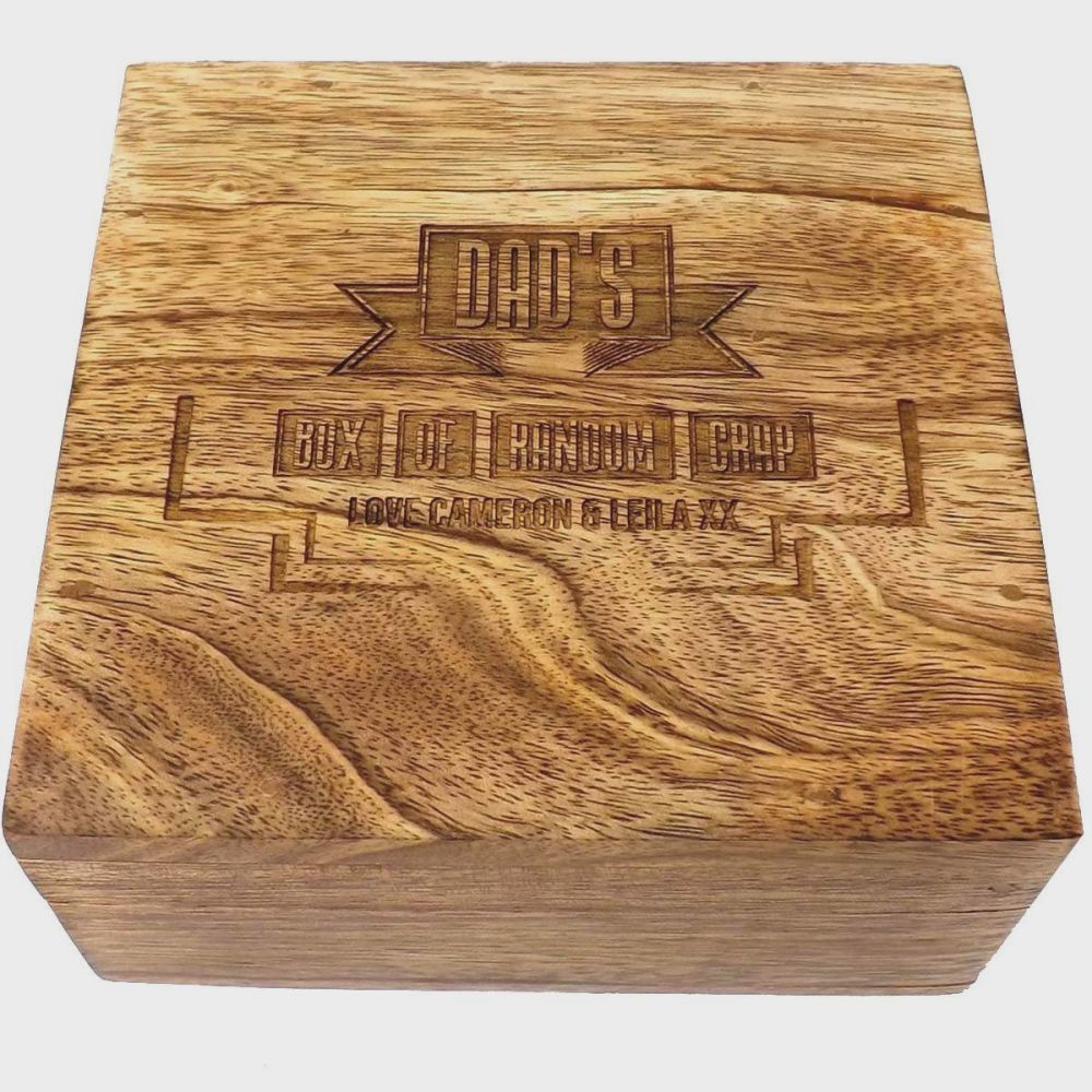 Solid  Wood Keepsake Box Personalised for a Unique Father's Day Gift .
