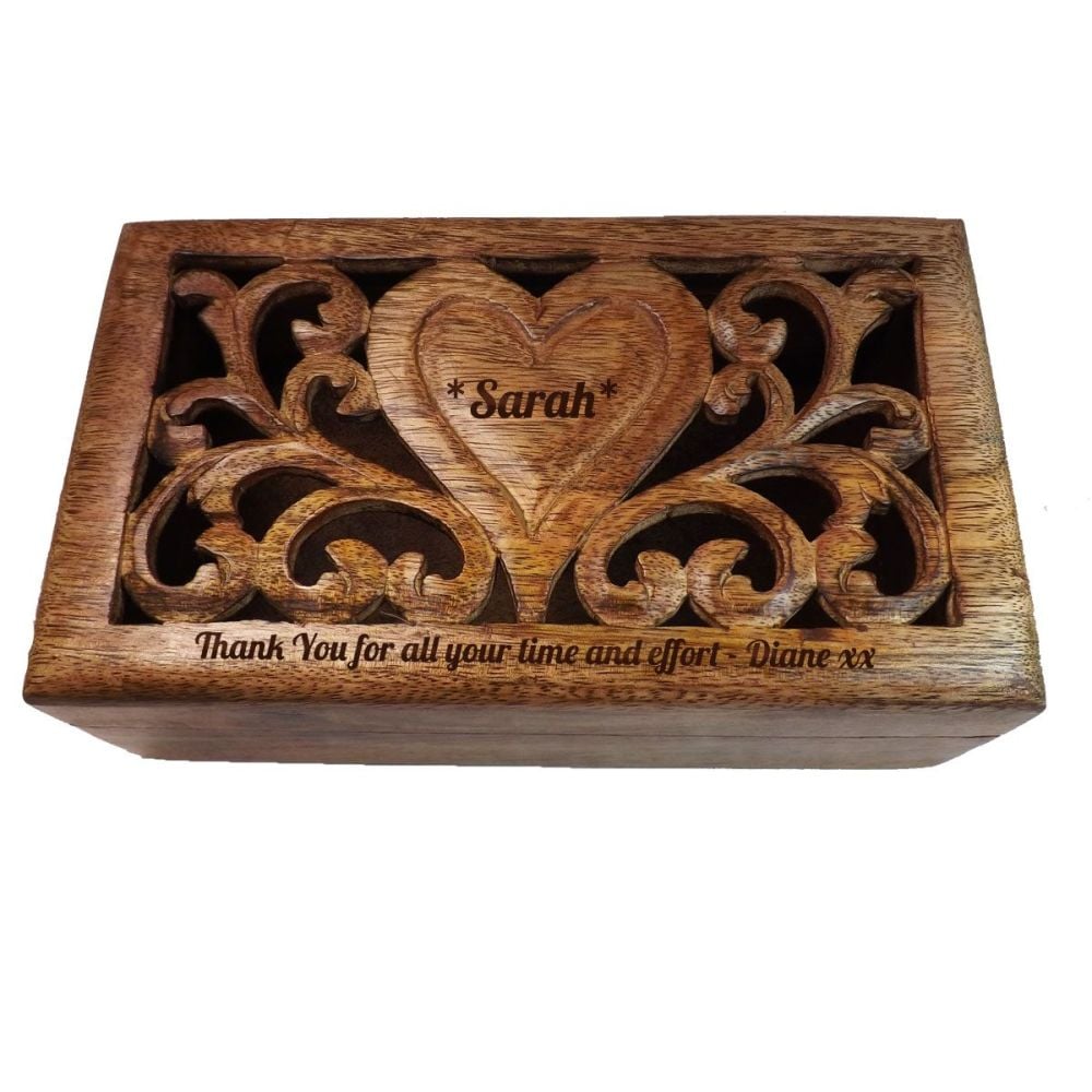 Personalised Solid Mango Wood Box | A Perfect Thank You Gift - 24cm