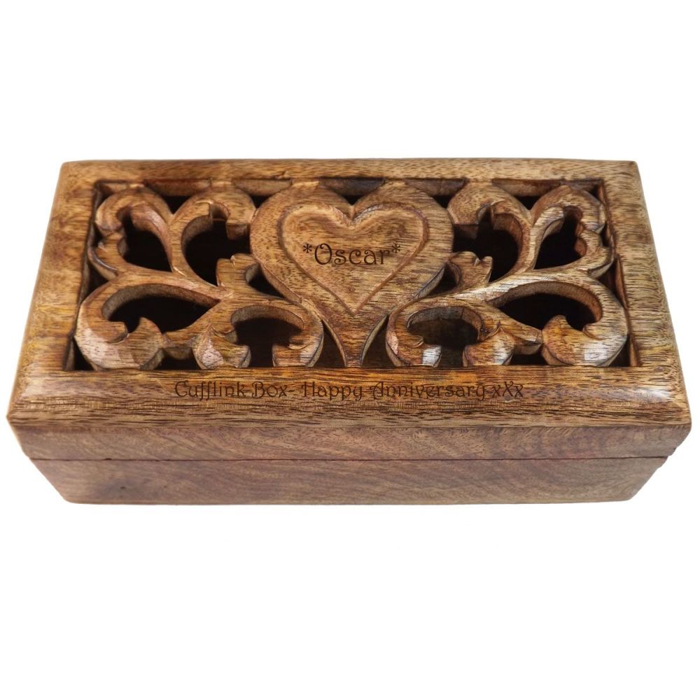 Personalised Solid Mango Wood Box | A Special little Anniversary Gift - 20cm