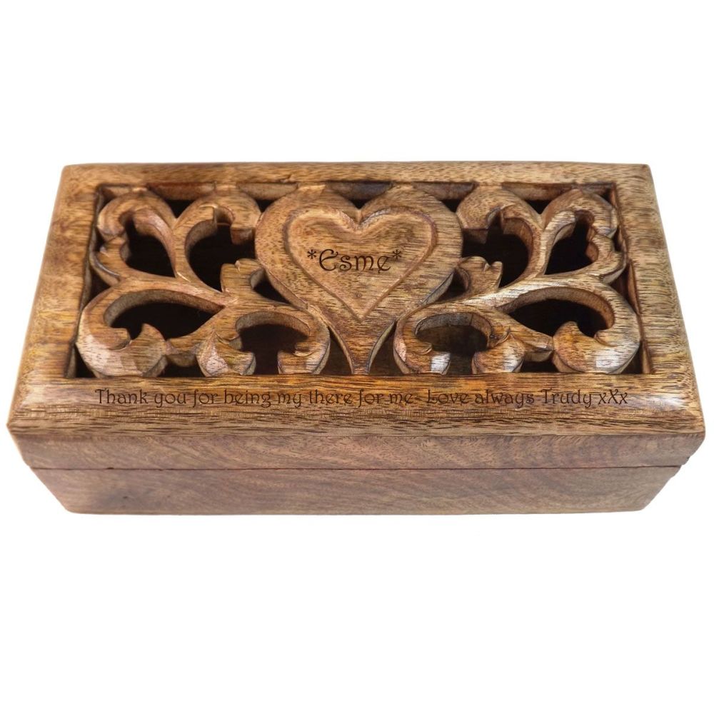 Personalised Solid Mango Wood Box | A Perfect Thank You Gift - 20cm