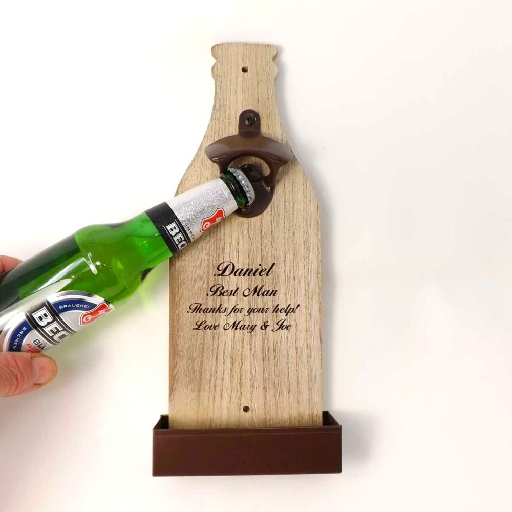 Wall Mounted Bottle Opener personalised  with a name and message | A Unique