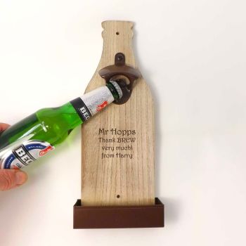 Wall Mounted Bottle Opener personalised with a name and message | A Unique End Of Term Gift