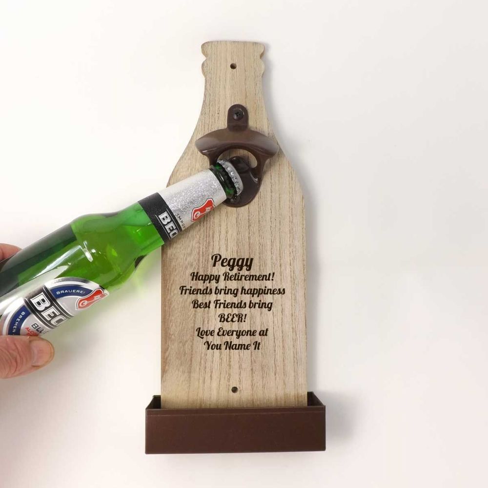 Wall Mounted Bottle Opener personalised with a name and message | A Unique 