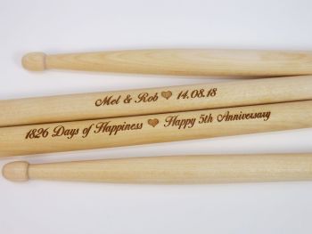 5th Anniversary Personalised Wooden Drumsticks
