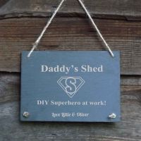 Father's Day Personalised Slate Hanging Garden/Door Sign - 'DIY Superhero'