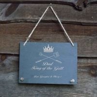 Father's Day Personalised Slate Hanging Garden/Door Sign - 'King of the Grill'
