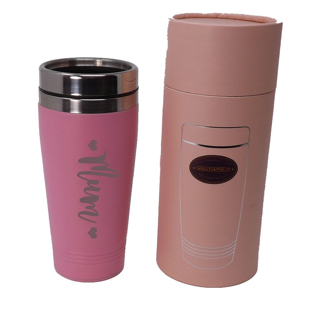 Mother's Day Pink Thermal Stainless Steel Travel Mug Personalised.