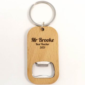 End of Term personalised Wooden Key Ring with Bottle Opener 
