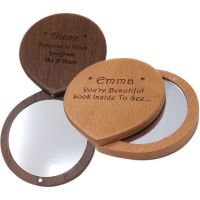 Wooden Compact Mirror | Personalised gift for Birthdays