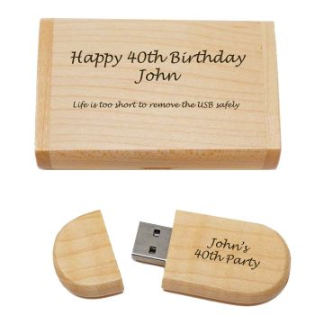 Wooden USB and Box personalised for a Birthday Gift