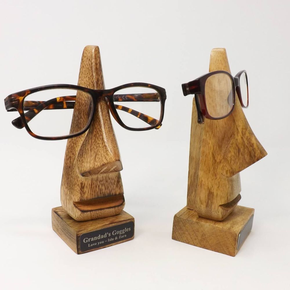 Personalised Wooden Glasses Holder In Natural Wood | A Unique Anniversary G