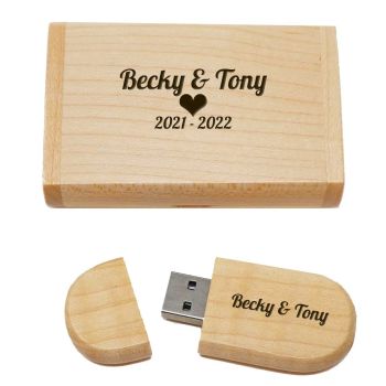 Wooden USB and Box personalised for a Valentine's Gift